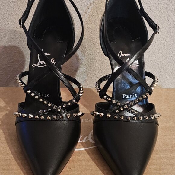 CHRISTIAN LOUBOUTIN Tatooshka 100 Spiked Leather Pumps Shoes - Picture 7 of 12
